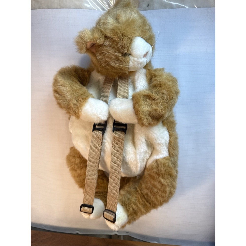 VTG WildKin Inc. Cat Backpack Kitty Plush Ginger Garfield Korea 80s 90s Faux Fur